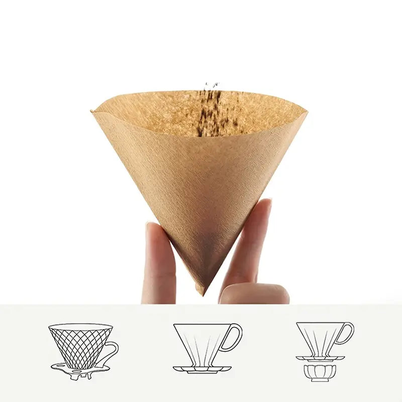 100pcs Disposable Natural Paper Coffee Filters