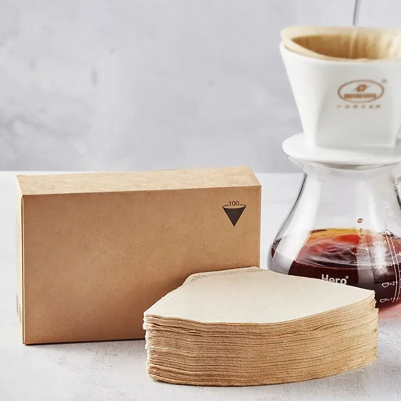 100pcs Disposable Natural Paper Coffee Filters