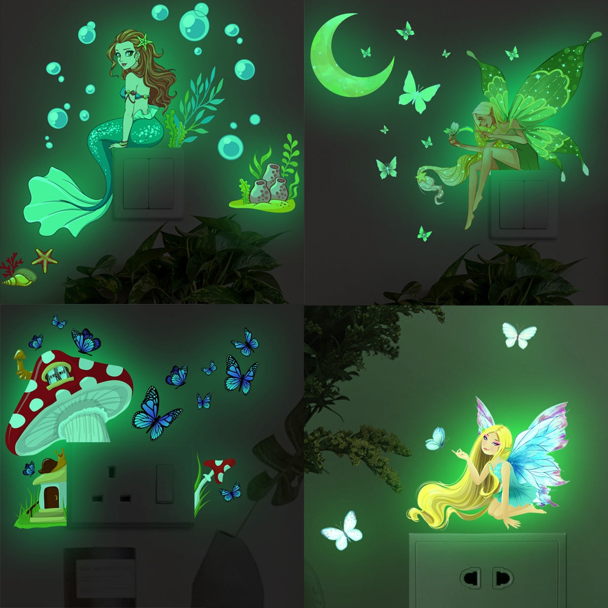 Luminous Flower Fairy Mermaid Butterfly Wall Sticker